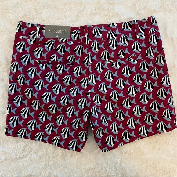 Ann Taylor Chino Purple Fish Signature 5” Inseam Shorts Size 4 Women - Picture 9 of 12